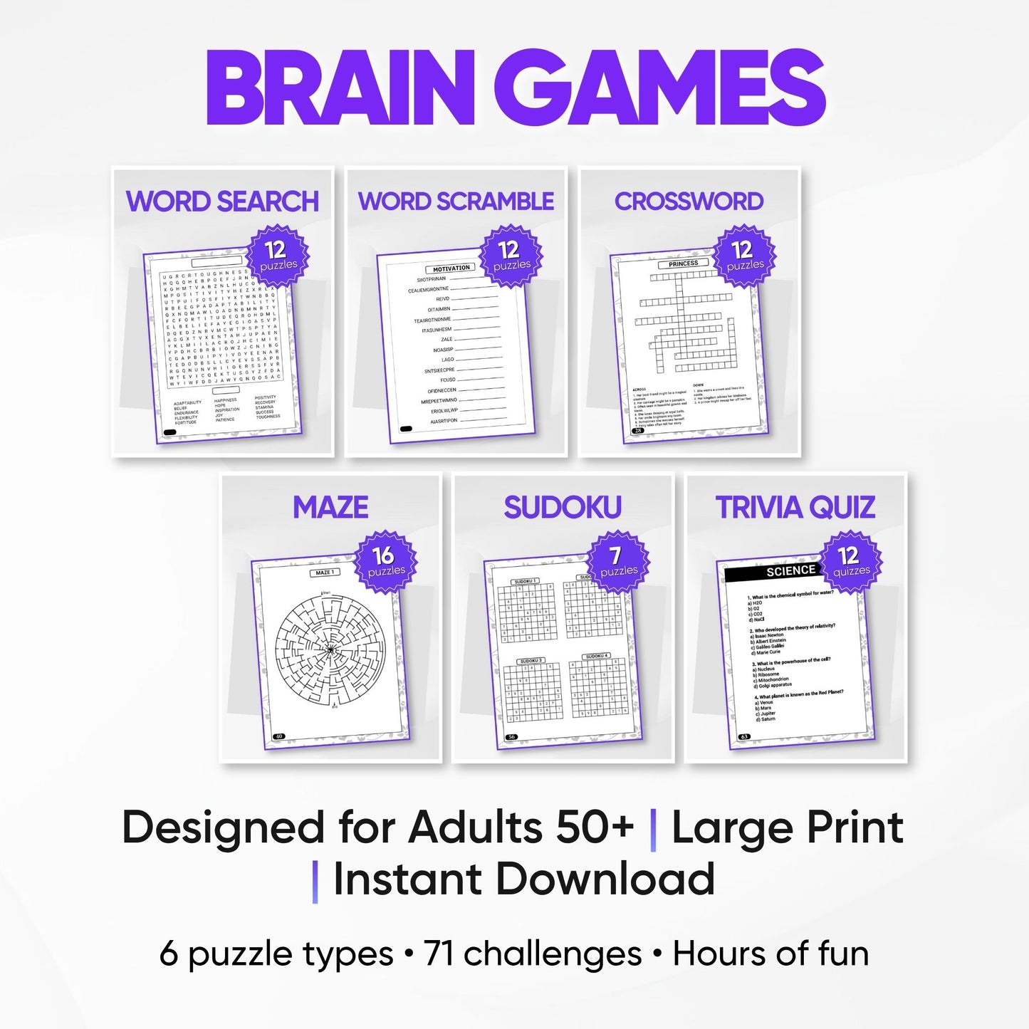 The Ultimate Brain Games and Puzzle Books for Adults